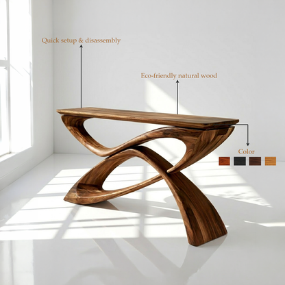 Contemporary Sculptural Wood Console Table