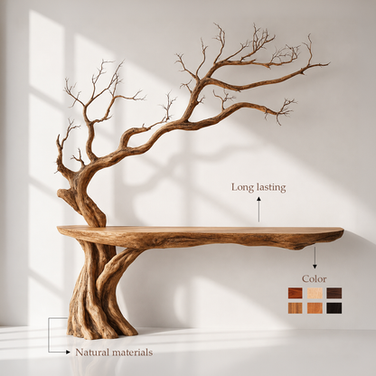Rustic Wood Tree Branch Console Table