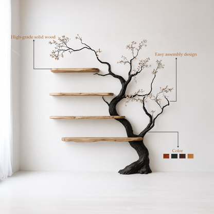 Rustic Wood Tree Branch Bookshelf