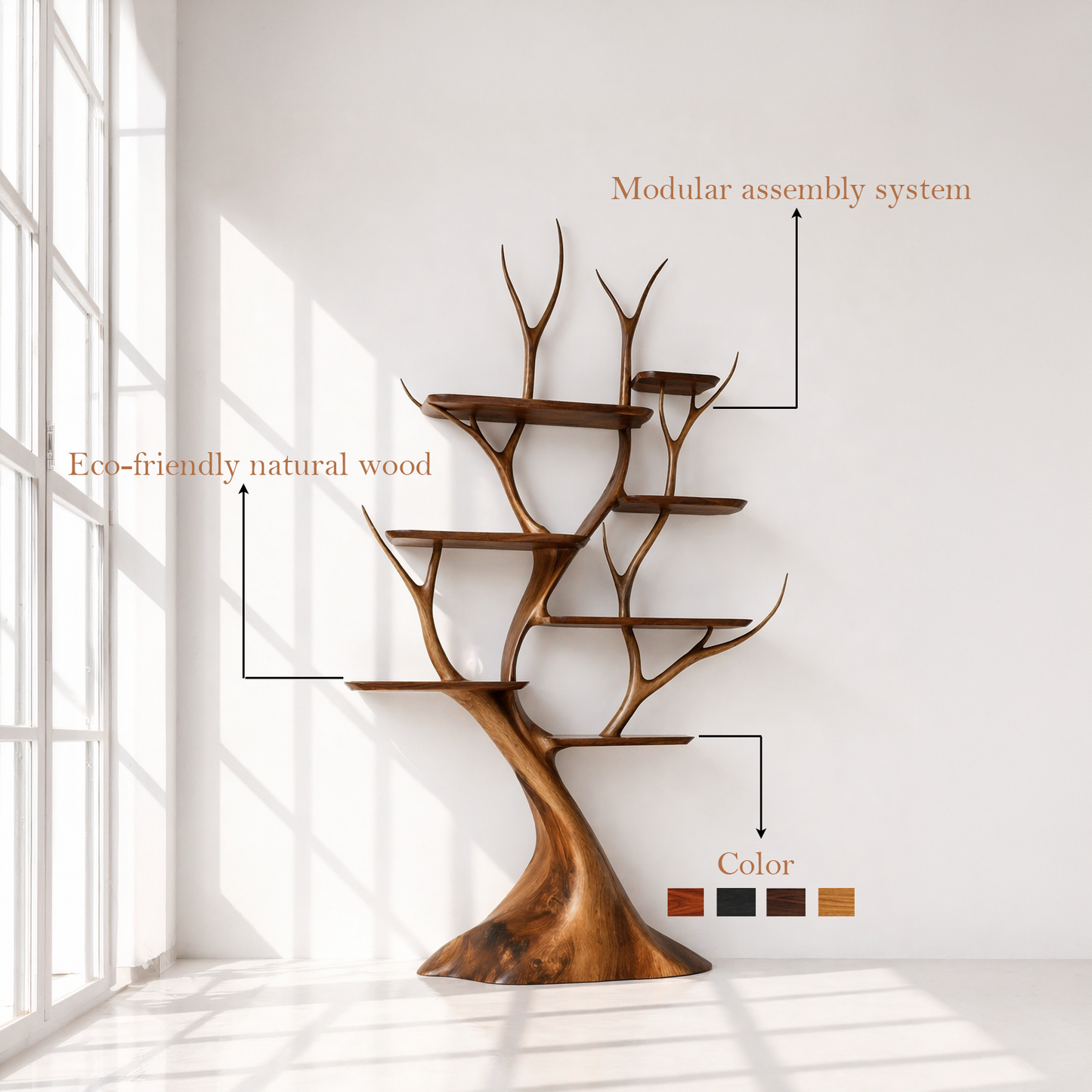 Artisan Tree Shaped Open Bookshelf