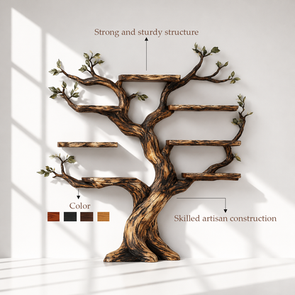 Rustic Wood Tree Shape Bookshelf