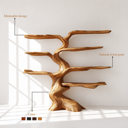 Freestanding Solid Wood Tree Bookshelf