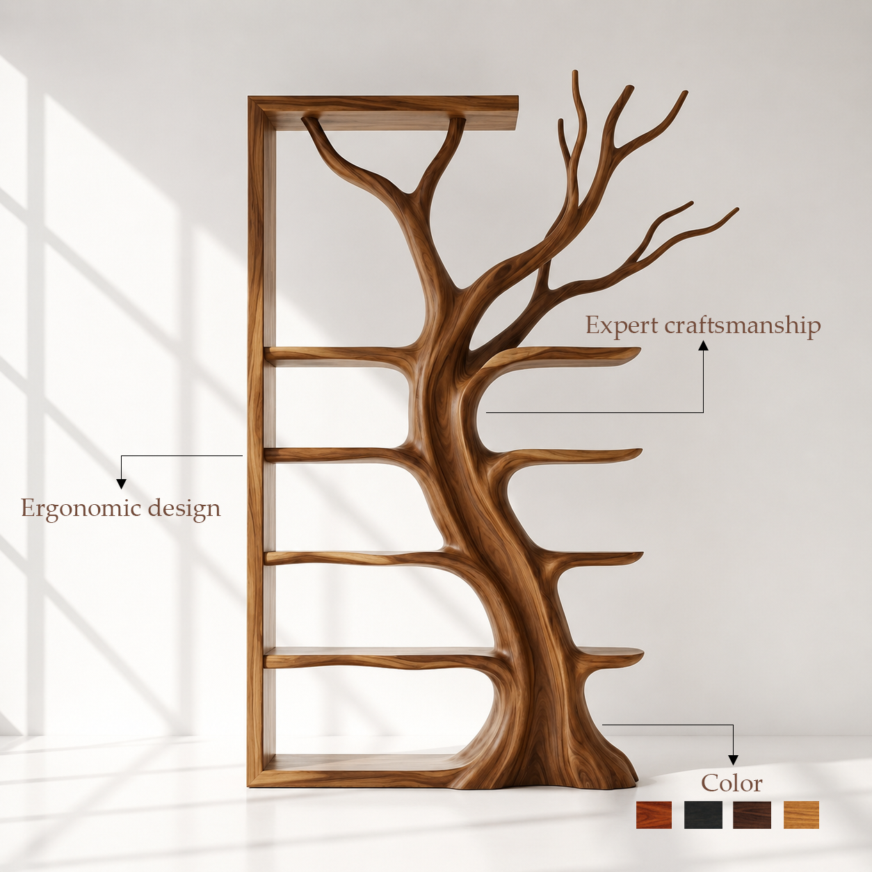 Solid Wood Bookcase Room Divider