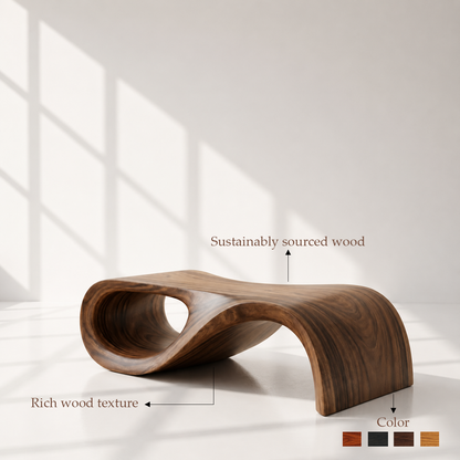 Organic Modern Curved Wood Coffee Table