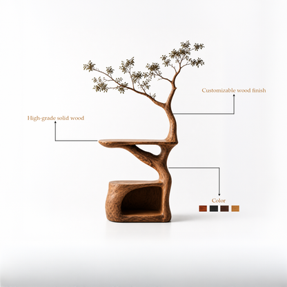 Modern Sculptural Wood Record Player Stand