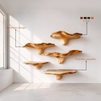Organic Wood Mushroom Floating Shelf