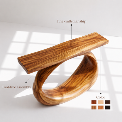 Minimalist Sculptural Wood Console Table