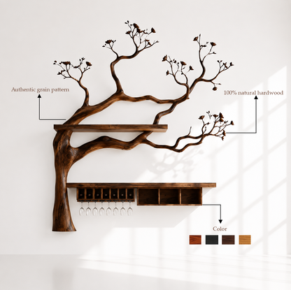 Rustic Solid Wood Wall Mounted Wine Rack