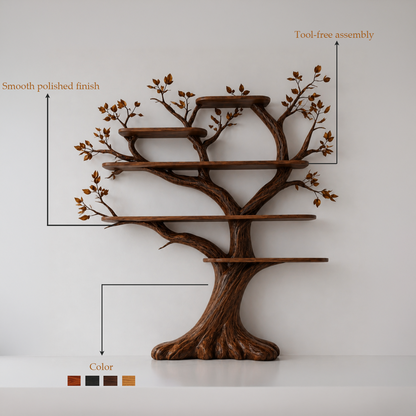 Wall Mounted Solid Wood Branch Bookshelf