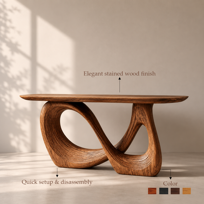 Sculptural Solid Wood Organic Console Table