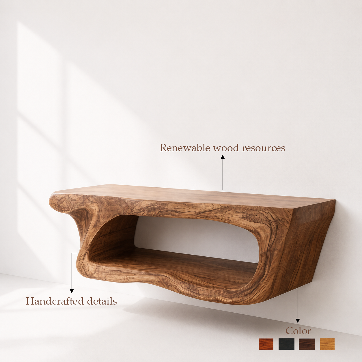 Wall Mounted Rustic Solid Wood Vanity