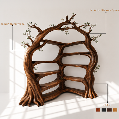 Solid Wood Tree Shaped Display Bookshelf