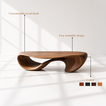 Organic Modern Sculptural Wood Coffee Table