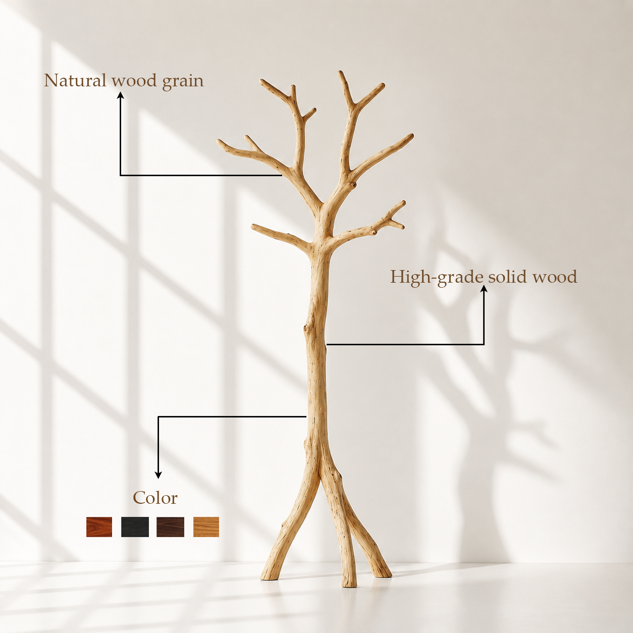 Farmhouse Solid Wood Tree Coat Rack