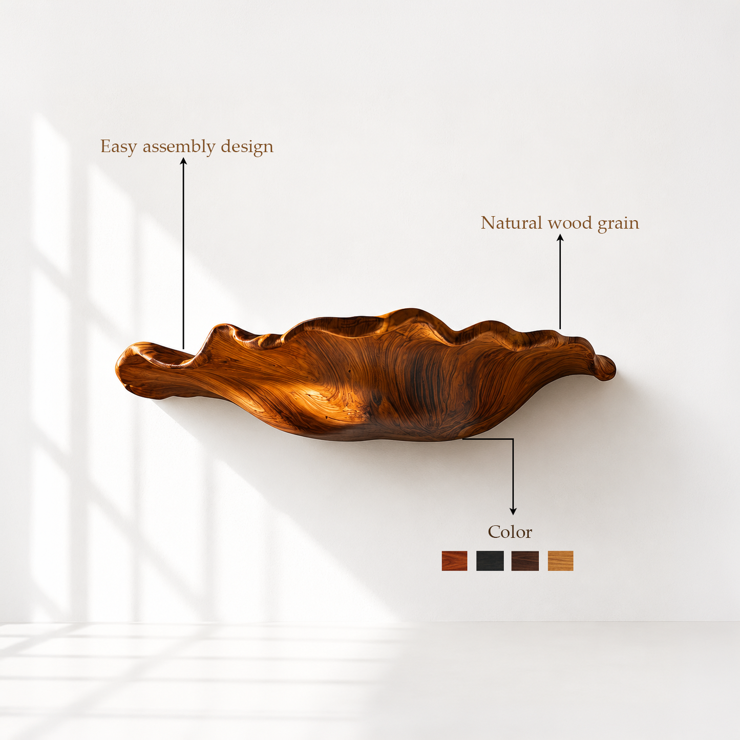 Rustic Solid Wood Mushroom Floating Shelves