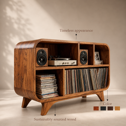 Solid Wood Vinyl Record Player Stand