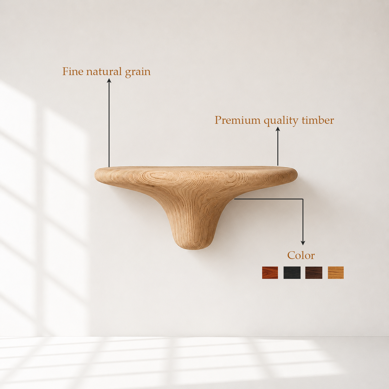 Handmade Solid Wood Mushroom Floating Shelf