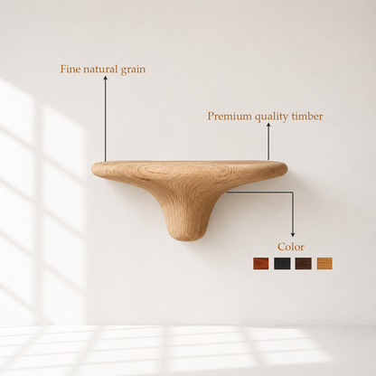 Handmade Solid Wood Mushroom Floating Shelf