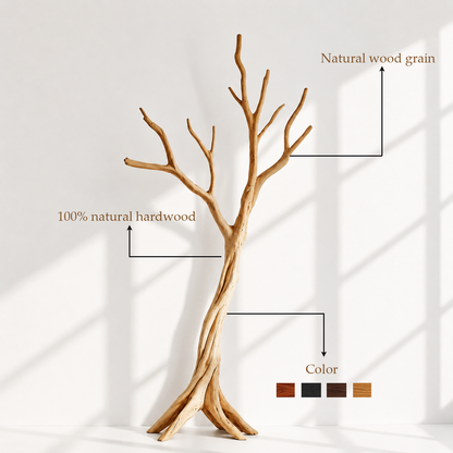 Natural Wood Tree Branch Coat Rack