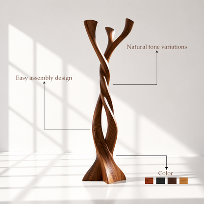 Sculptural Solid Wood Tree Coat Rack