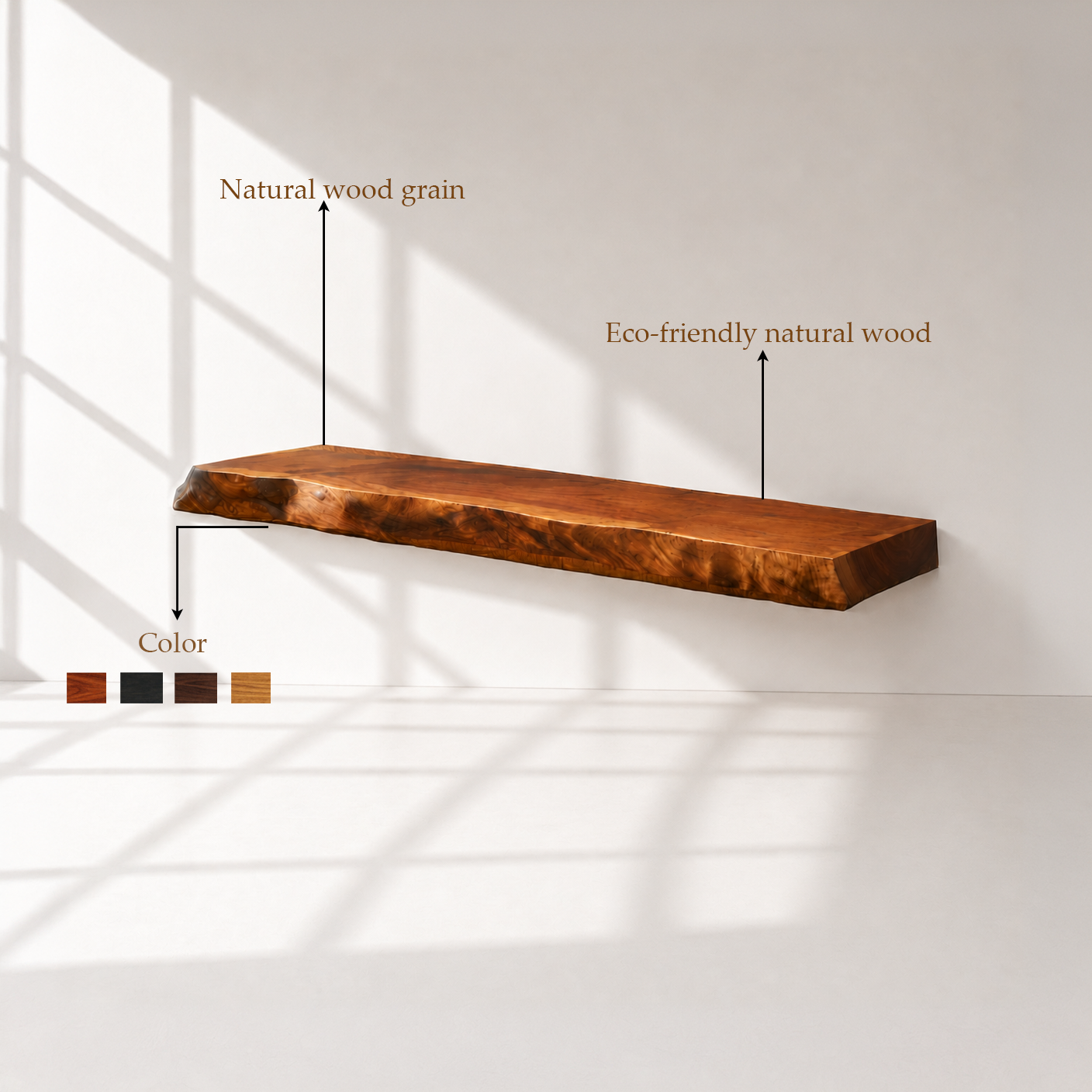 Handcrafted Solid Wood Floating Shelf