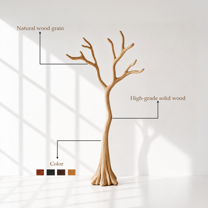 Natural Solid Wood Tree Coat Rack