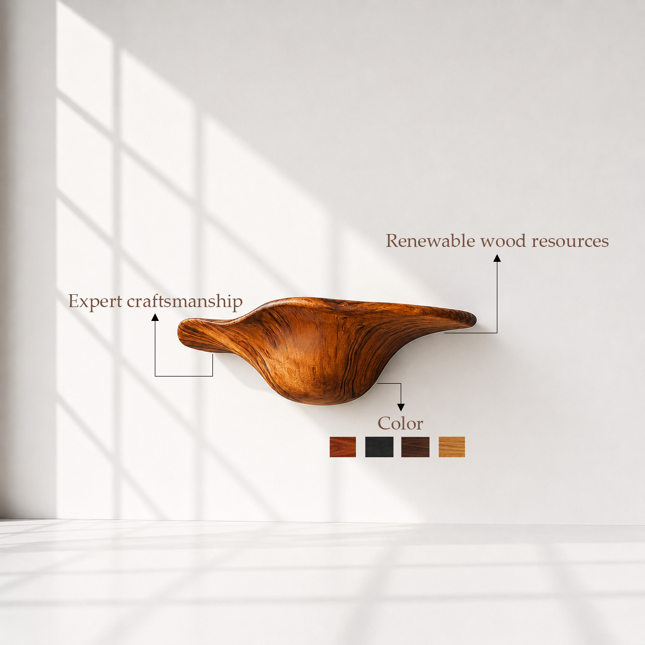 Organic Solid Wood Mushroom Floating Shelves