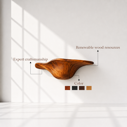 Organic Solid Wood Mushroom Floating Shelves