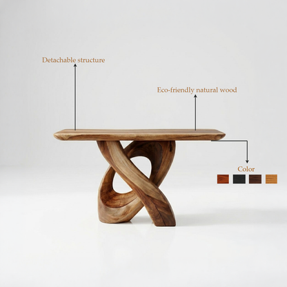 Organic Minimalist Sculptural Wood Console Table