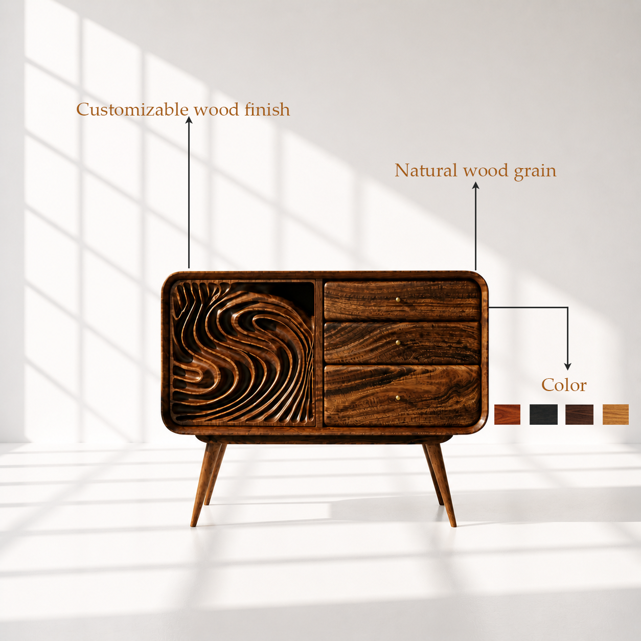 Mid Century Modern Walnut Nightstand