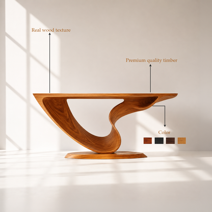 Organic Modern Sculptural Wood Console Table