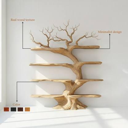Botanical Inspired Wooden Tree Bookshelf