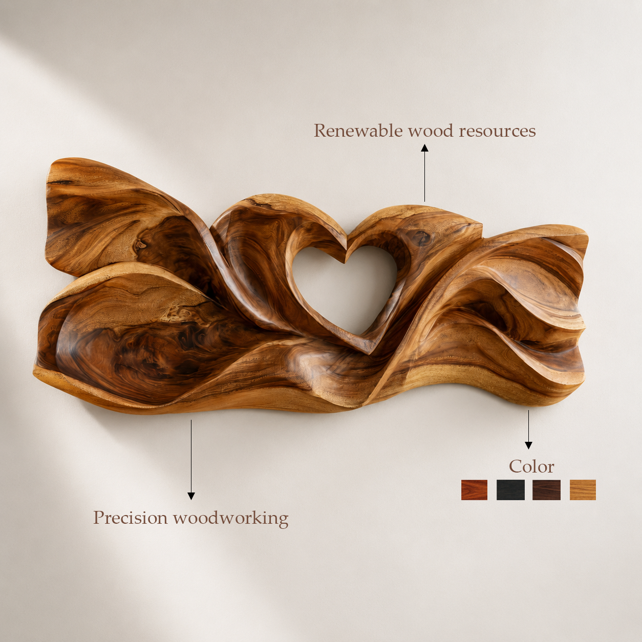 Abstract Wood Heart Wall Art Sculpture