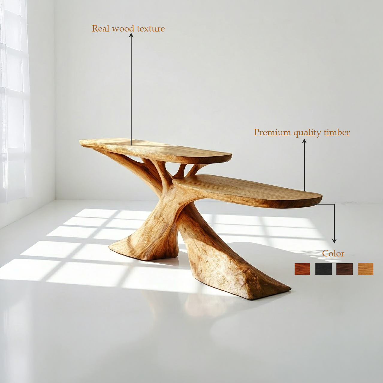 Modern 2-Tier Wood Console Table