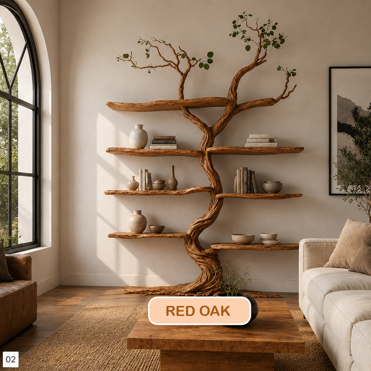 Handcrafted Wood Tree Wall Shelf