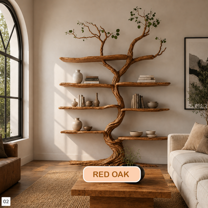 Handcrafted Wood Tree Wall Shelf