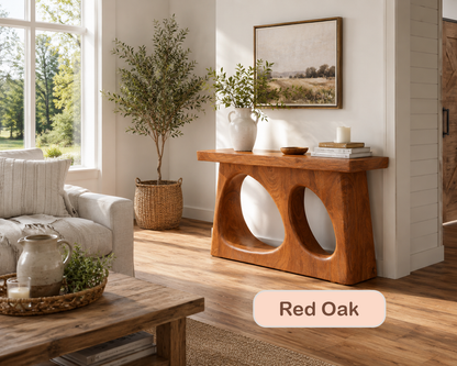 Modern Solid Wood Sculptural Console Table