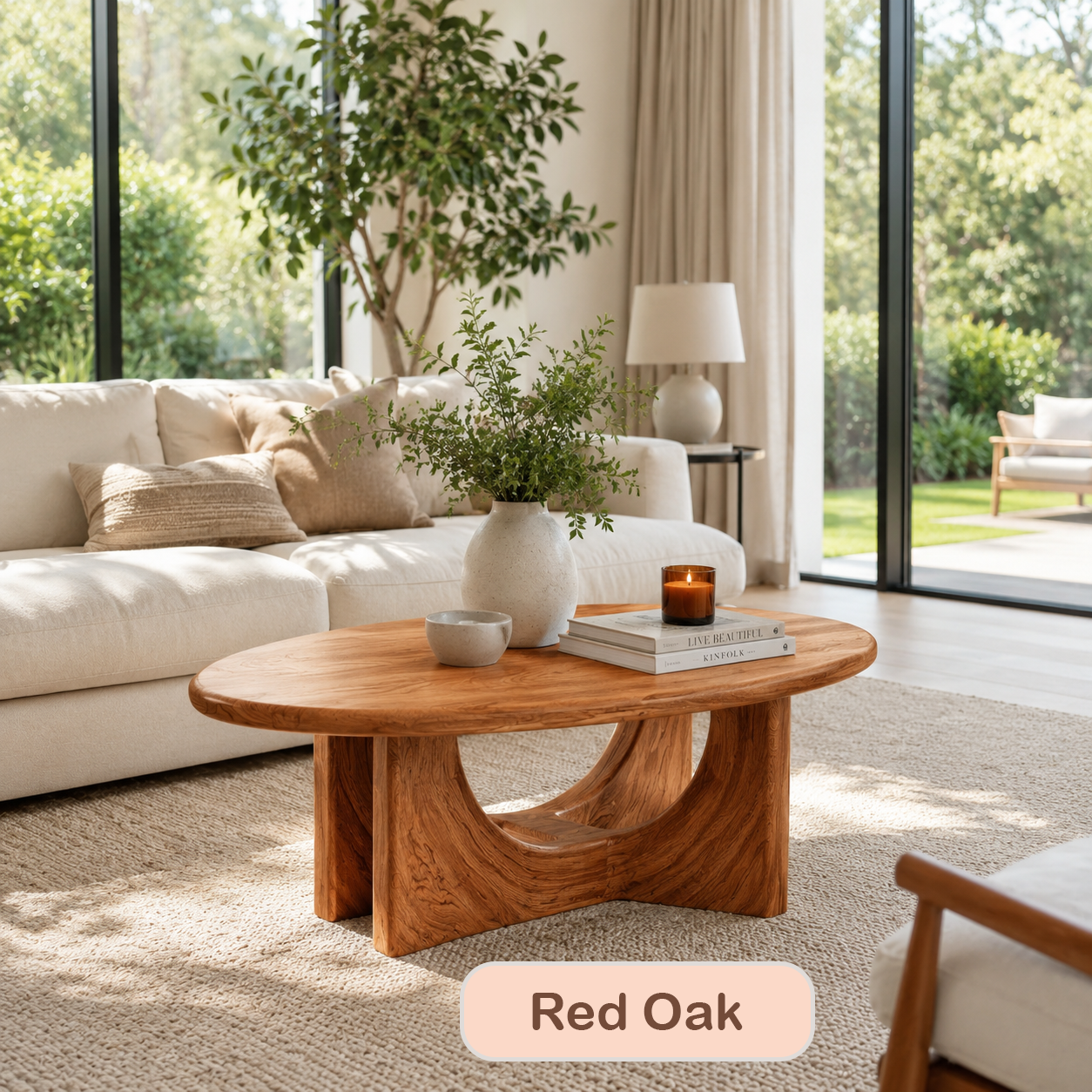 Modern Solid Wood Oval Coffee Table