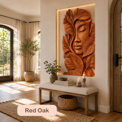 Hand-Carved Abstract Woman Face Wall Art