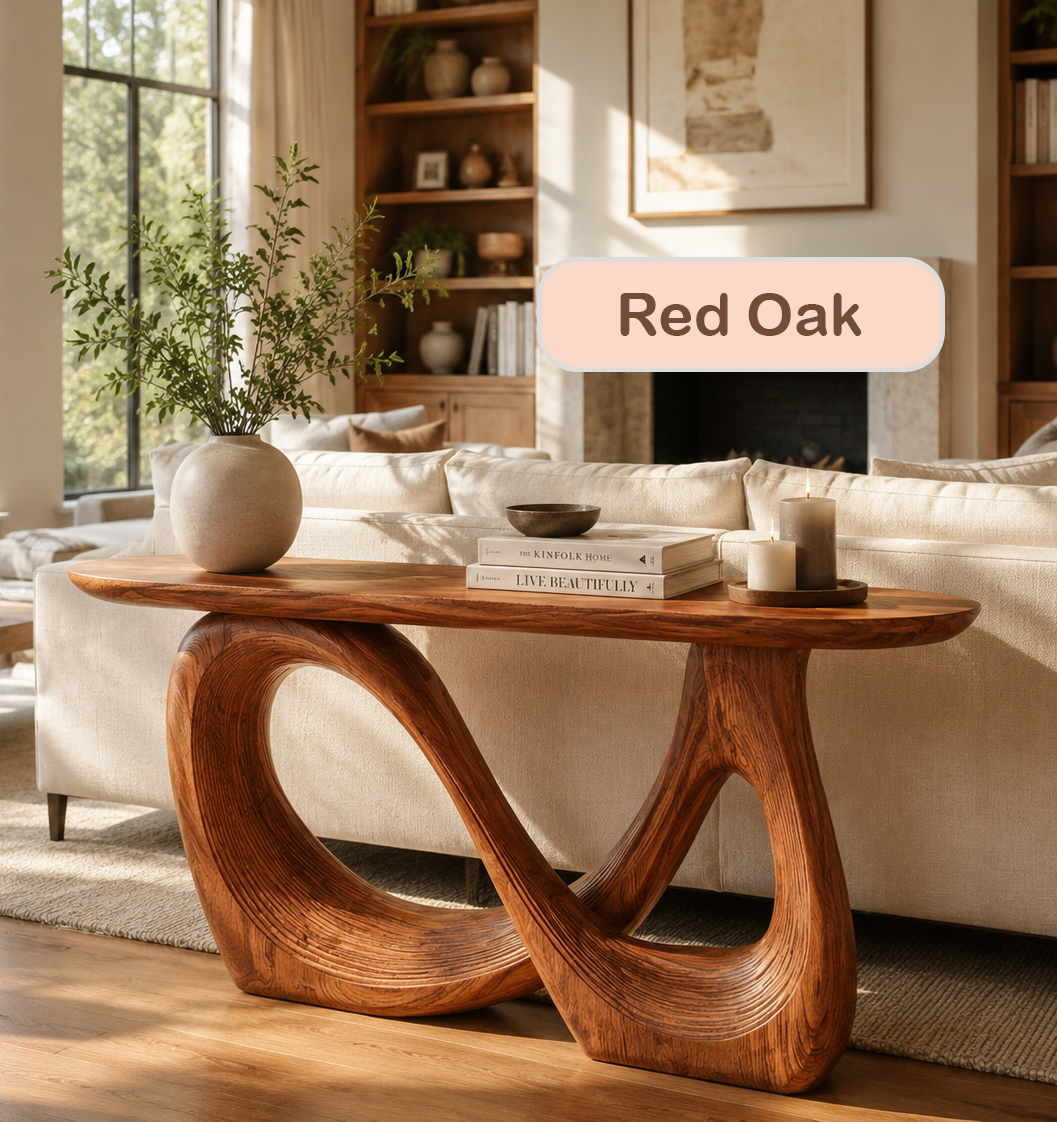Sculptural Solid Wood Organic Console Table