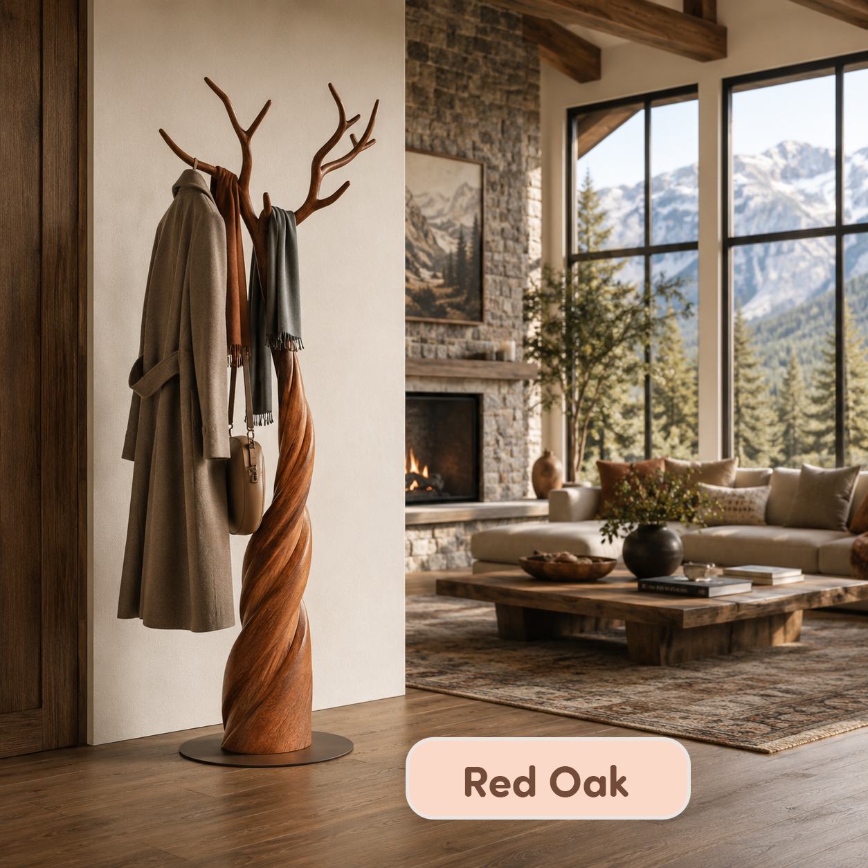 Modern Solid Wood Tree Coat Rack