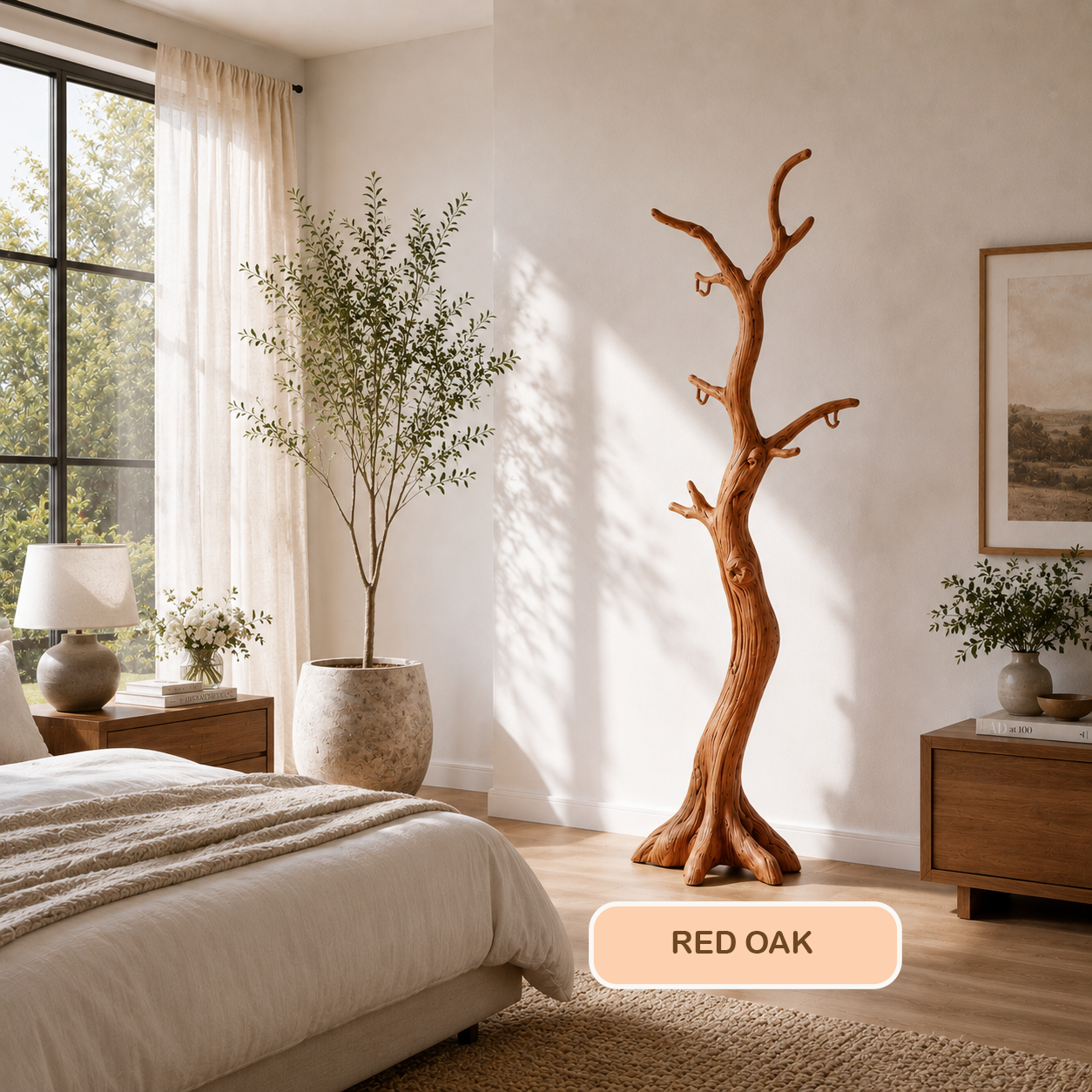 Rustic Solid Wood Tree Coat Stand