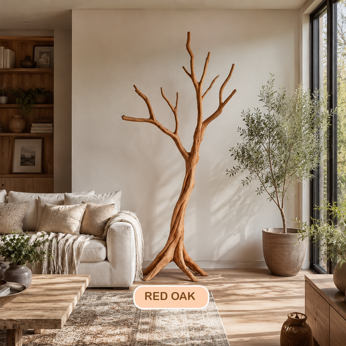 Natural Wood Tree Branch Coat Rack