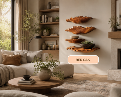 Rustic Solid Wood Mushroom Floating Shelves