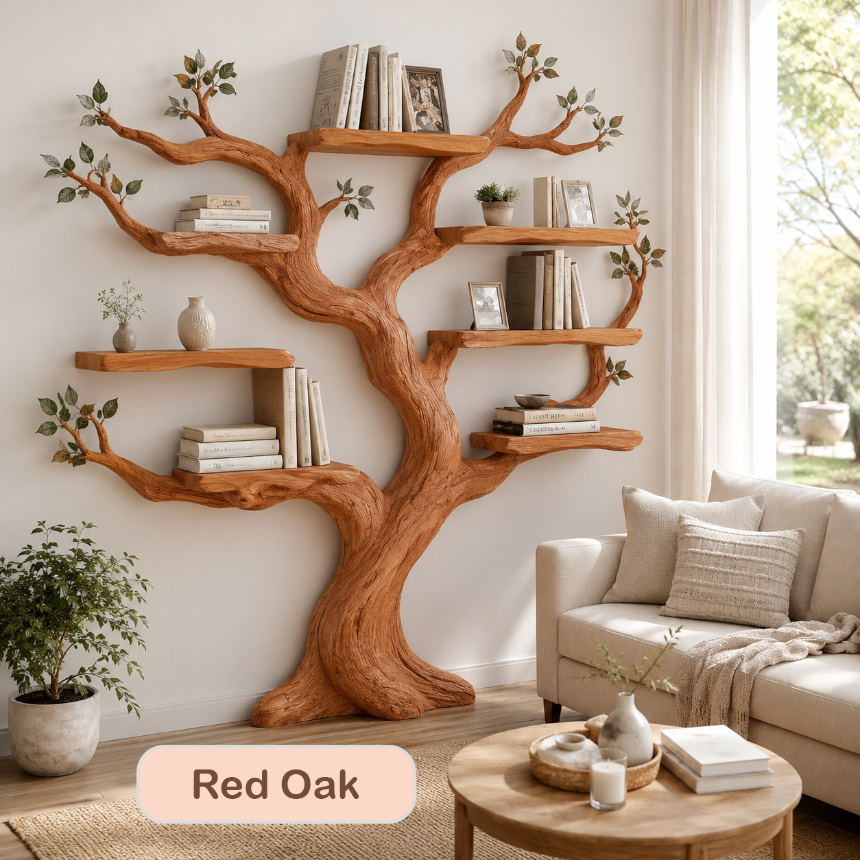Rustic Wood Tree Shape Bookshelf
