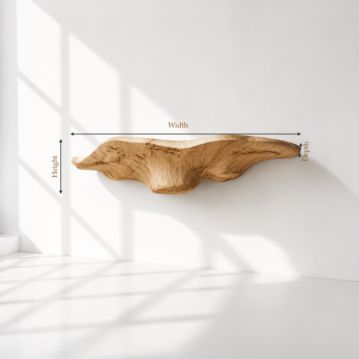 Minimalist Sculptural Wood Mushroom Floating Shelf