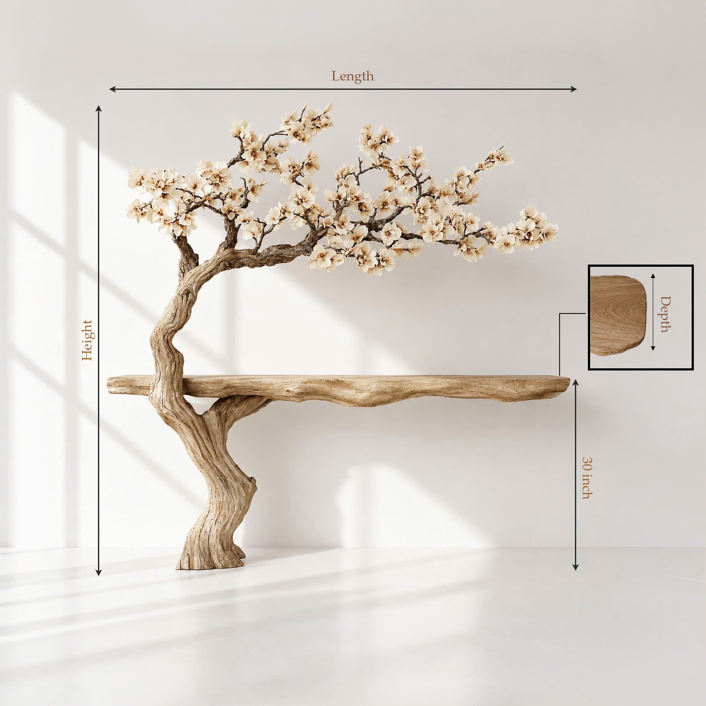 Artistic Wood Tree Shape Console Table