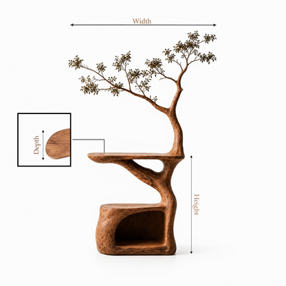 Modern Sculptural Wood Record Player Stand