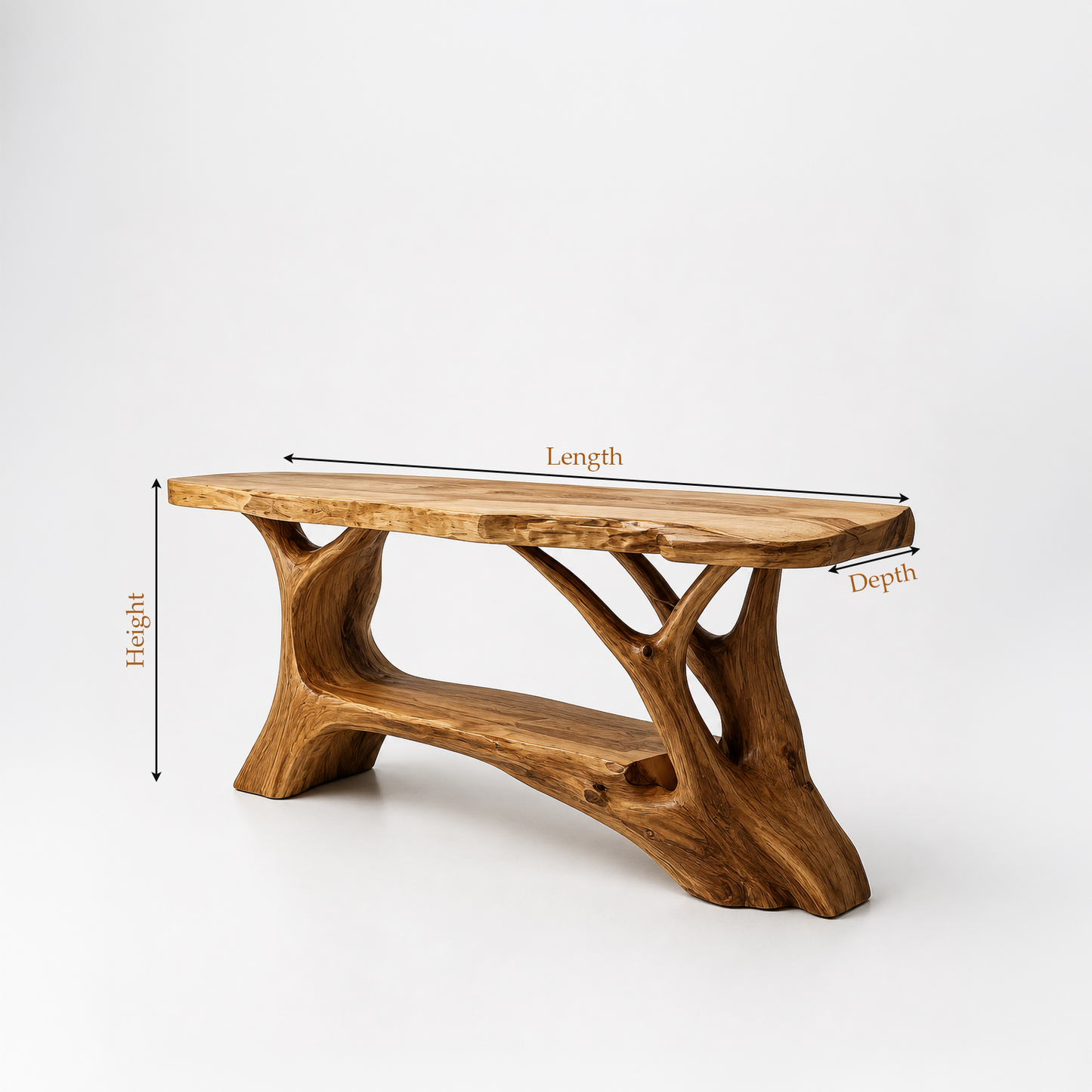 Rustic Live Edge Wood Bathroom Vanity Console