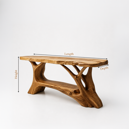 Rustic Live Edge Wood Bathroom Vanity Console